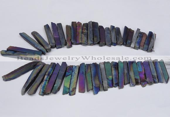 CTD843 Top drilled 6*25mm - 8*55mm sticks plated agate beads