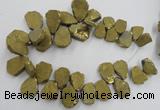 CTD901 Top drilled 15*20mm - 20*30mm freeform plated quartz beads