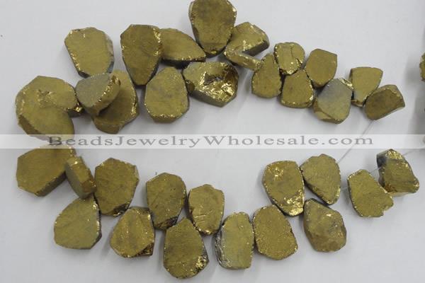 CTD901 Top drilled 15*20mm - 20*30mm freeform plated quartz beads