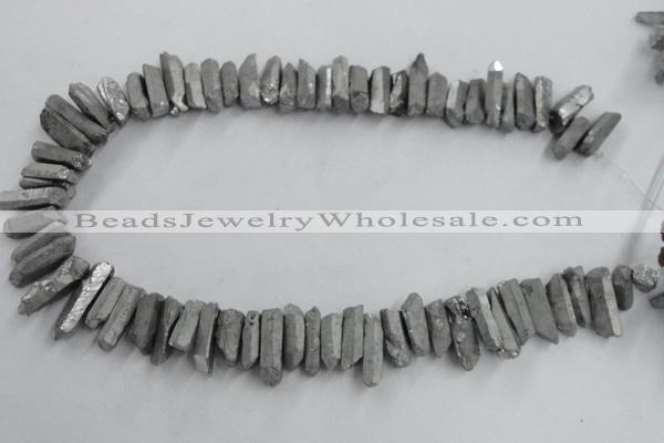 CTD910 Top drilled 5*15mm - 6*25mm wand plated quartz beads