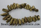 CTD924 Top drilled 15*20mm - 18*38mm wand plated quartz beads