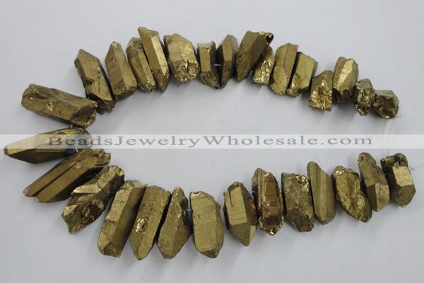 CTD924 Top drilled 15*20mm - 18*38mm wand plated quartz beads