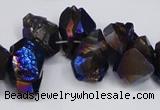 CTD948 Top drilled 8*10mm - 18*25mm faceted nuggets plated amethyst beads