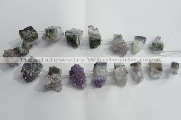 CTD954 Top drilled 15*25mm - 20*30mm nuggets druzy amethyst beads