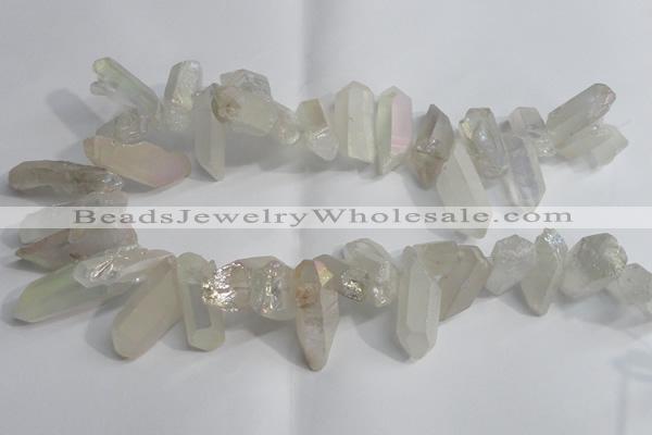 CTD958 Top drilled 10*20mm - 15*35mm nuggets AB-color white crystal beads