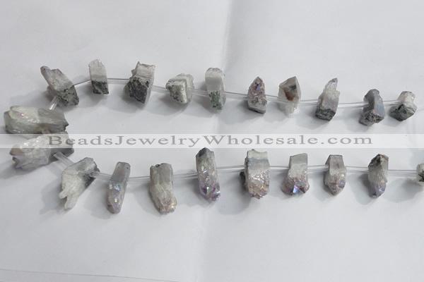 CTD988 Top drilled 10*15mm - 12*25mm nuggets plated druzy amethyst beads