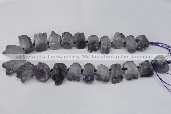 CTD998 Top drilled 15*20mm - 20*25mm nuggets plated druzy amethyst beads