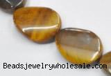 CTE05 15*30mm twisted flat oval yellow tiger eye beads wholesale