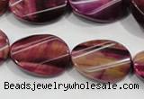 CTE1009 15.5 inches 18*25mm twisted oval dyed red tiger eye beads