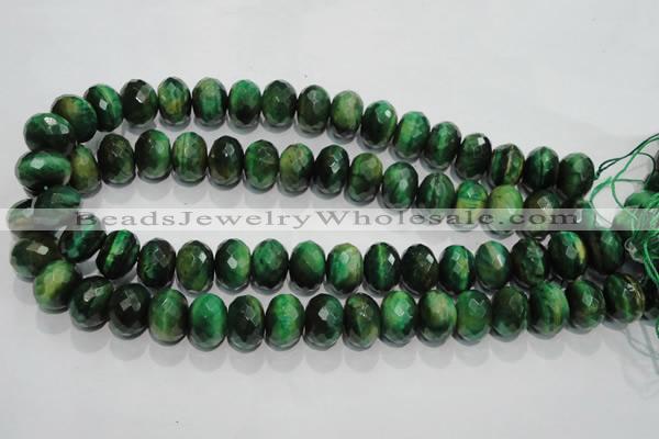 CTE1025 15.5 inches 12*16mm faceted rondelle dyed green tiger eye beads