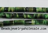 CTE1029 15.5 inches 6*12mm tube dyed green tiger eye beads wholesale