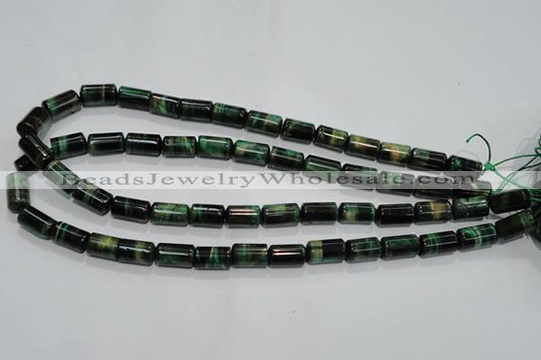 CTE1030 15.5 inches 8*14mm tube dyed green tiger eye beads wholesale