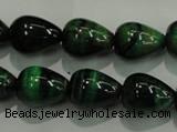 CTE1032 15.5 inches 12*16mm teardrop dyed green tiger eye beads