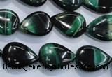 CTE1055 15.5 inches 13*18mm flat teardrop dyed green tiger eye beads