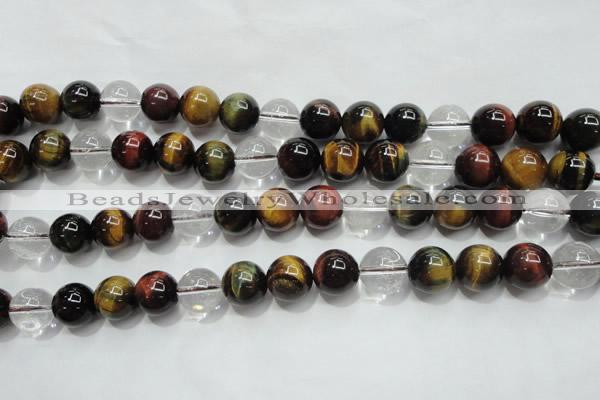 CTE1127 15 inches 10mm round mixed tiger eye & white crystal beads