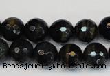 CTE1190 15.5 inches 14mm faceted round blue tiger eye beads