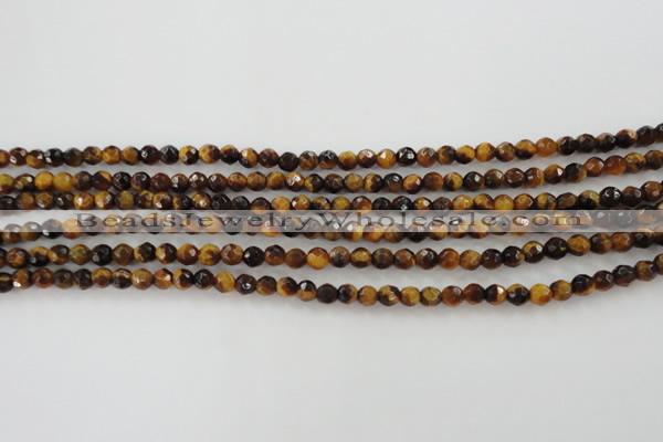 CTE1195 15.5 inches 4mm faceted round yellow tiger eye beads