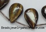 CTE125 16*26mm top-drilled flat teardrop yellow tiger eye beads wholesale