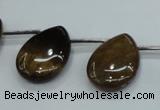 CTE126 18*25mm top-drilled flat teardrop yellow tiger eye beads wholesale