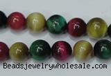 CTE134 15.5 inches 10mm round dyed tiger eye gemstone beads