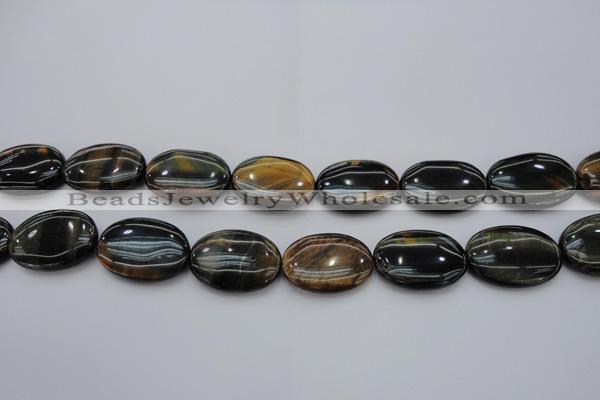 CTE1364 15.5 inches 15*20mm oval yellow & blue tiger eye beads