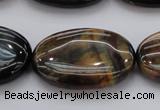 CTE1367 15.5 inches 25*35mm oval yellow & blue tiger eye beads