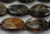 CTE1373 15.5 inches 18*25mm faceted oval yellow & blue tiger eye beads