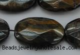 CTE1376 15.5 inches 30*40mm faceted oval yellow & blue tiger eye beads