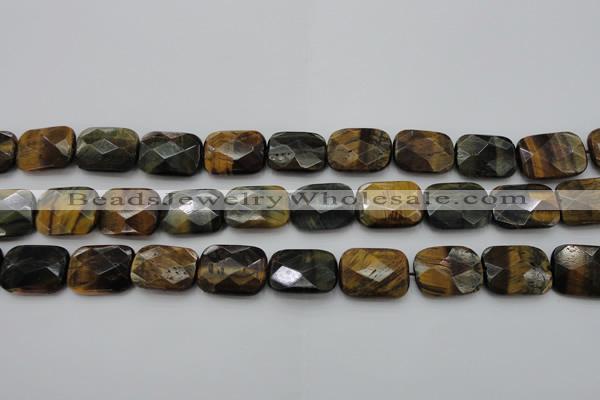 CTE1388 15.5 inches 15*20mm faceted rectangle yellow & blue tiger eye beads