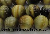 CTE1445 15.5 inches 14mm round golden & blue tiger eye beads