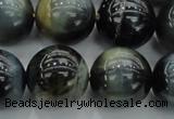 CTE1455 15.5 inches 14mm round golden & blue tiger eye beads