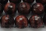 CTE1466 15.5 inches 16mm faceted round red tiger eye beads