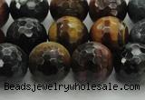 CTE1475 15.5 inches 14mm faceted round mixed tiger eye beads