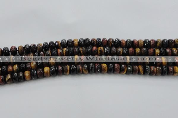 CTE1482 15.5 inches 6*10mm faceted rondelle mixed tiger eye beads