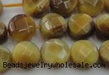 CTE1537 15.5 inches 12mm faceted coin golden tiger eye beads