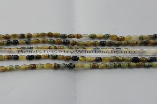 CTE1550 15.5 inches 4*6mm rice golden & blue tiger eye beads wholesale