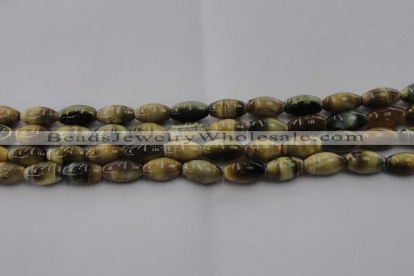 CTE1553 15.5 inches 8*12mm rice golden & blue tiger eye beads wholesale