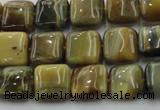 CTE1562 15.5 inches 8*8mm square golden & blue tiger eye beads wholesale