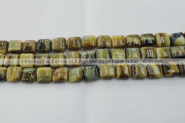 CTE1565 15.5 inches 14*14mm square golden & blue tiger eye beads wholesale