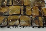 CTE1731 15.5 inches 10*10mm faceted square yellow tiger eye beads