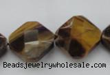 CTE1738 15.5 inches 20*20mm faceted diamond yellow tiger eye beads