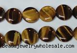 CTE175 15.5 inches 10mm flat round yellow tiger eye gemstone beads