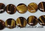 CTE176 15.5 inches 12mm flat round yellow tiger eye gemstone beads