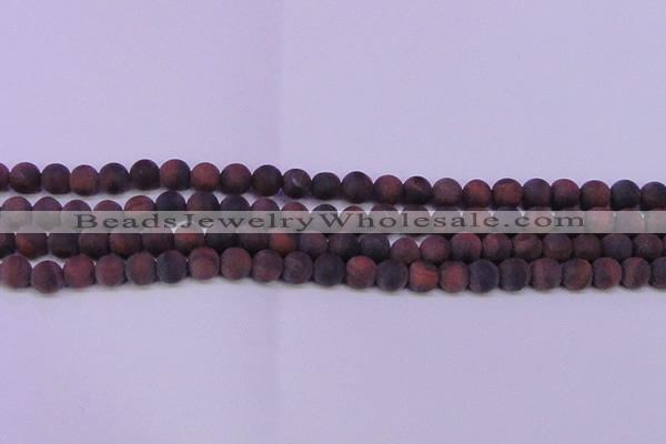 CTE1764 15.5 inches 12mm round matte red tiger eye beads