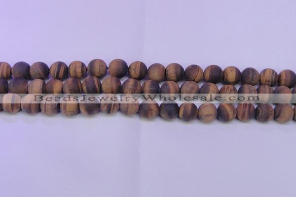 CTE1774 15.5 inches 12mm round matte yellow tiger eye beads