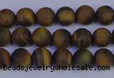 CTE1811 15.5 inches 6mm round matte yellow iron tiger beads