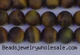 CTE1812 15.5 inches 8mm round matte yellow iron tiger beads