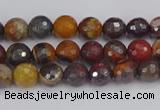 CTE1818 15.5 inches 4mm faceted round red iron tiger beads