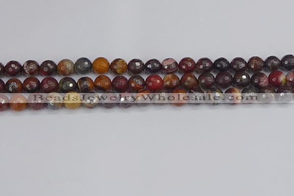 CTE1821 15.5 inches 10mm faceted round red iron tiger beads