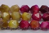 CTE1938 15.5 inches 10mm faceted nuggets mixed tiger eye beads